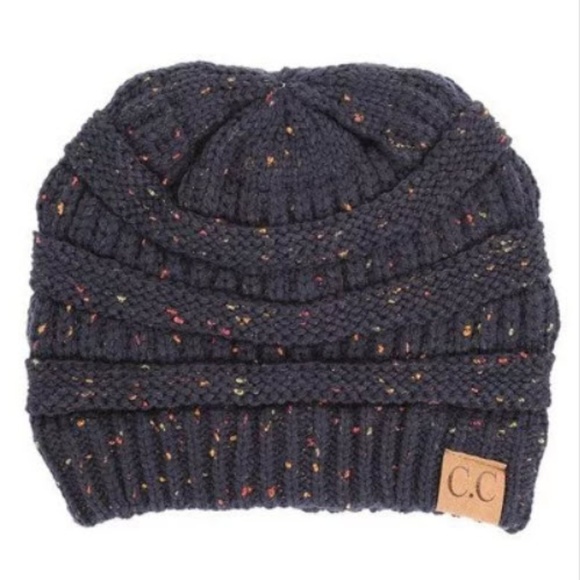 C.C Navy chunky knit confetti beanie - Picture 2 of 2